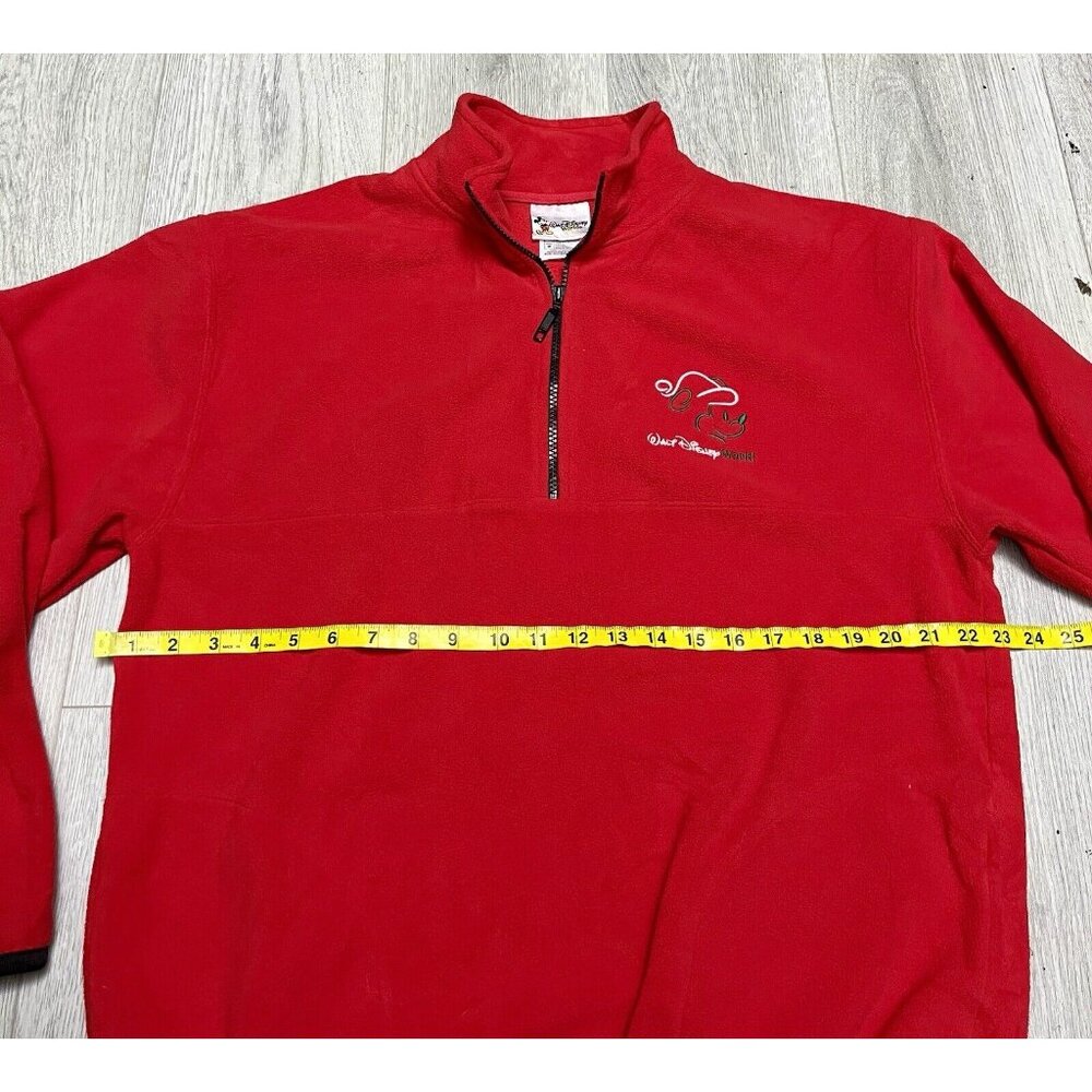 Walt Disney World Pullover Zip Up Sweater Red Christmas Mickey Mouse Medium - Picture 6 of 6